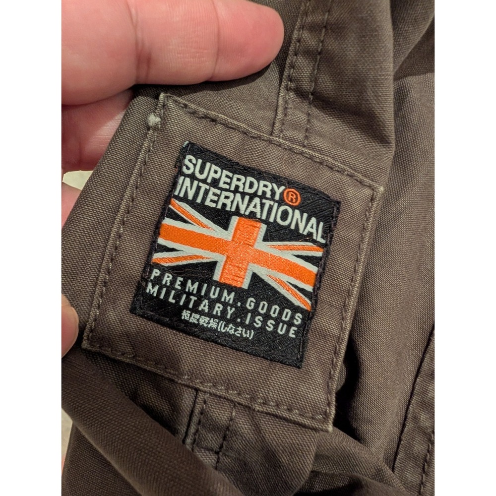 Superdry International Mens Military Parka Faux Fur Hood Button Zip Size 2XL - Picture 6 of 10